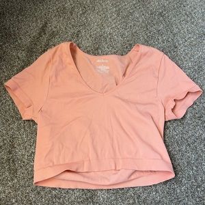 Ribbed Wild Fable Peach Cropped Shirt